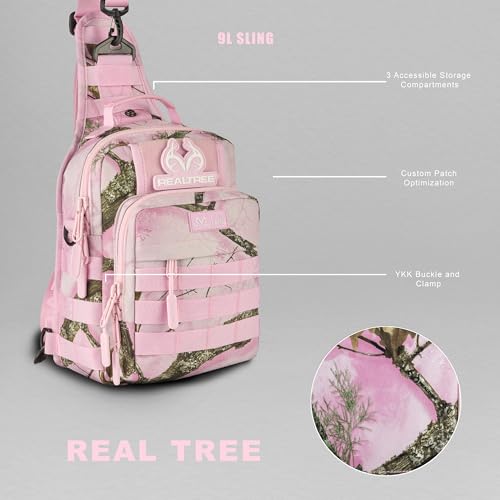 WOLFpak Tactical Sling Bag for Concealed Carry, EDC | Everday Crossbody Daypack - color: Realtree Apx Flushing Pink