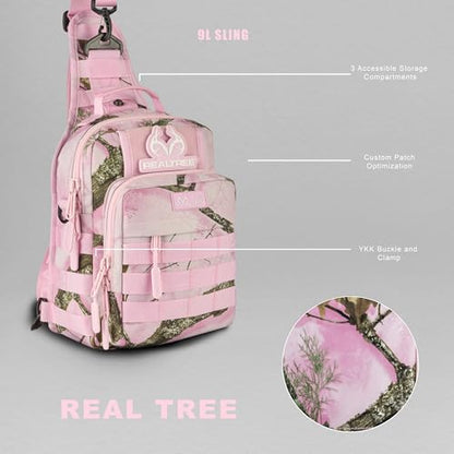 WOLFpak Tactical Sling Bag for Concealed Carry, EDC | Everday Crossbody Daypack - color: Realtree Apx Flushing Pink