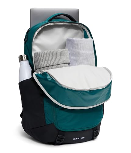 The North Face Router Everyday Laptop Backpack - Daypack, Water Repellent, Laptop Sleeve, Reflective Details, Pacific Teal/TNF Black, One Size - color: Pacific Teal/Tnf Black, size: One Size