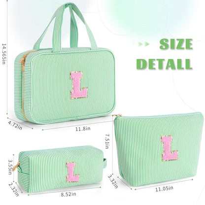 Gifts for Teen Girls Women - Personalized Toiletry Bag Initial Makeup Bag | Travel Cosmetic Bag | 8 9 10 11 12 13 14 15 16 Years Old Girl Gift Trendy Stuff - Green L - color: Green, style: L