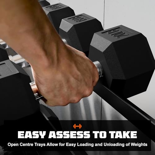 Dumbbell Sets with Rack, Rubber Hex Dumbbells, 160/220/280/360/450/550LBS, Hand Weights with Chrome Handle for Strength Training - color: 360lbs with Rack