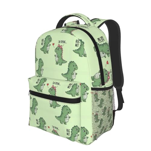 Multi Purpose Gym Backpack Dinosaur Lovers Couple Hug, Casual Daypack with Inner Pocket and Mesh Side Pockets for Sports and Weekend Trips - color: Pattern (750)