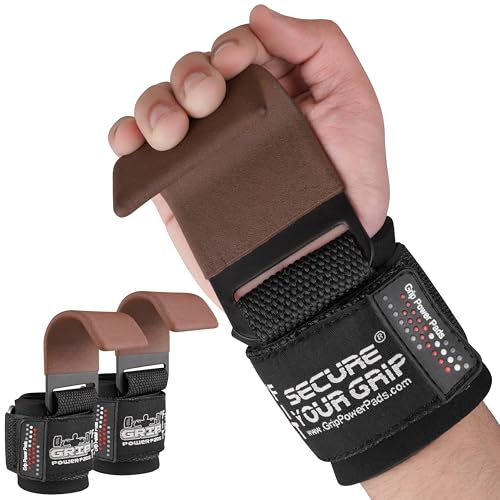 Weight Lifting Rod Hooks Heavy Duty Wrist Wraps Power Weight Lifting Training Gym Grips Straps Set of 2 - color: Brown, size: WOMEN-Wrist Size Small/Medium