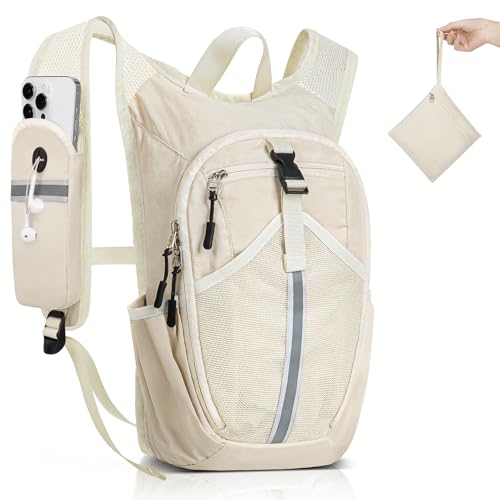 Small Hiking Backpack 15L- Lightweight Packable Foldable Backpack for Travel Camping Outdoor Commute, Compact Rucksack for Women Men(Beige) - color: Beige, size: 15L