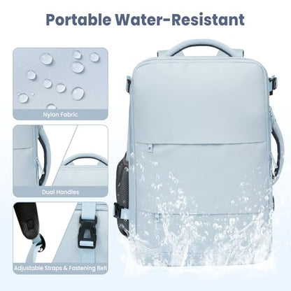 BAGAIL Travel Laptop Backpack, Carry on with USB Port, Luggage Bag for Holiday-Light Blue - color: Light Blue