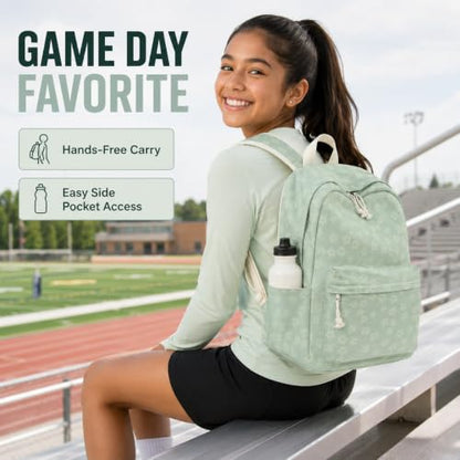 LEDAOU Backpack for Teen Girls Lightweight Kids Bookbag for Elementary Middle High School College Women Laptop Casual Daypack (Green Flowers) - color: Green Flowers