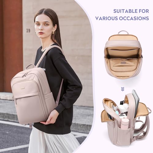 Hiking Travel Backpack for Women Casual Business Weekender Multilayer Laptop Bag,16 Inch,Pink - color: A-pink, size: 16 Inch