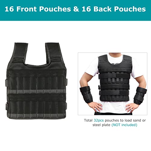 Leepesx Max Loading 15kg/35kg Adjustable Vest Weight Exercise Weight Loading Cloth Strength Training with 6kg Leg Weight 5kg Arm Weight (Empty)