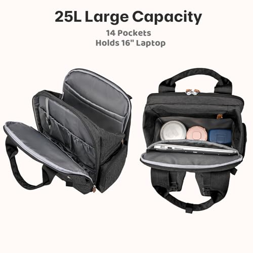 JSTPRO Diaper Bag Backpack with Portable Changing Pad, Black