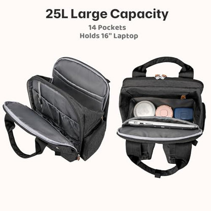 JSTPRO Diaper Bag Backpack with Portable Changing Pad, Black