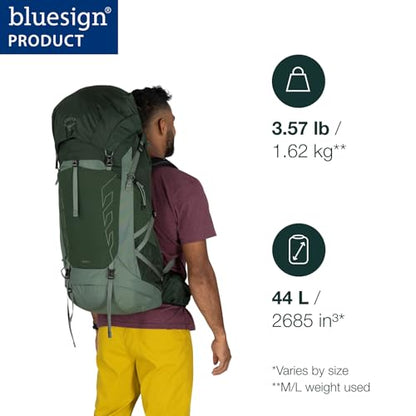 Osprey Talon 44L Men's Lightweight Hiking Backpack - Daypack for Travel & Camping, Black/Coal Grey, S/M - color: Black/Coal Grey, size: Small-Medium