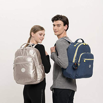 Kipling Women's Seoul 15" Laptop Backpack, Durable, Roomy with Padded Shoulder Straps, Built-In Protective Sleeve - color: Metallic Glow, size: 12.75''L x 17.25''H x 8''D