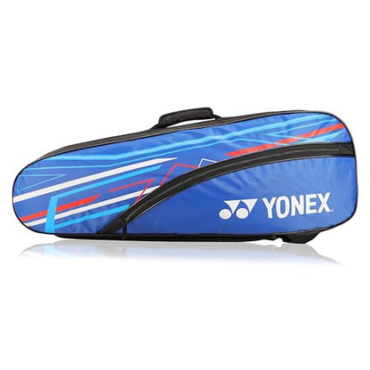 Yonex Stylish Badminton Kit-Bag |Double Zipper Compartment for Storage of 6 Rackets and Clothes|Side Pocket |Back Straps |Accessories Compartment |Made in India - color: ROYAL BLUE BLACK