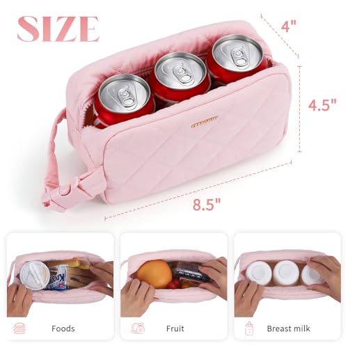 Small Cooler Bag Freezable Lunch Bag for Work School Travel,Small Lunch Bag,insulated snack bag,Mini Cooler,Lunch bag small Fit For Yogurt（Light Pink ） - color: S-Light Pink