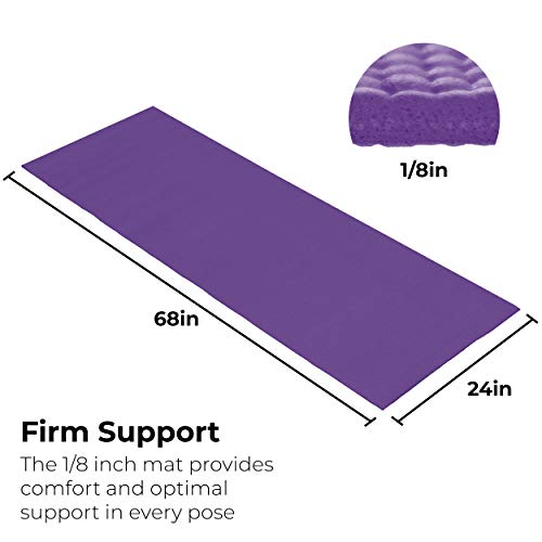 10-Pack Yoga Mat, 68" x 24" Non Slip Exercise Mat, 4mm Thick Gym Mat for Fitness and Stretching, Bulk Non Toxic Yoga Mats for Schools and Studios - color: Purple
