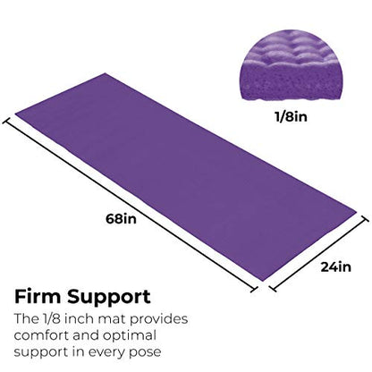 10-Pack Yoga Mat, 68" x 24" Non Slip Exercise Mat, 4mm Thick Gym Mat for Fitness and Stretching, Bulk Non Toxic Yoga Mats for Schools and Studios - color: Purple