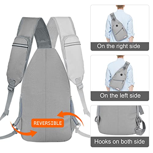 ZOMAKE Sling Bag,Small Crossbody Sling Backpack,Water Resistant Shoulder Daypack for Travel,Anti Thief Chest Bag for Hiking(Grey(New)) - color: Grey(new)