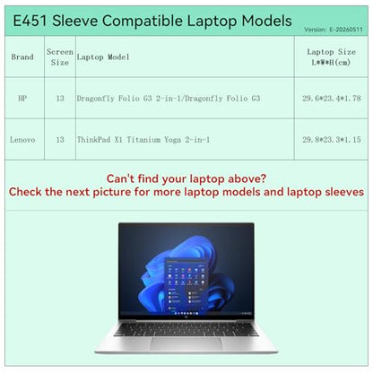 Smatree Elite Laptop Sleeve for 13.5 inch HP Dragonfly Folio G3 or 2-in-1 Notebook PC, Lenovo ThinkPad X1 Titanium Yoga 2 in 1, Protective Laptop Case with Pocket(E451) - size: 13 inch/E451/Size: 31.7*23.7cm