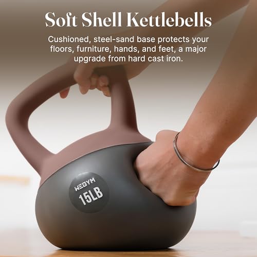 WeGym Soft Kettlebells with Cushioned Impact-Resistant Base and Anti-Slip, Wide-Grip Handle for Home Workouts, Weightlifting, and Full Body Strength Training - color: Pink-3 PCS, style: 10+15+20LB
