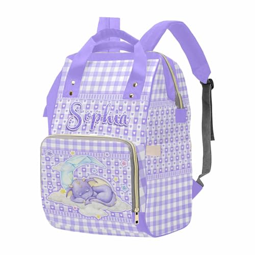 Newcos Personalized Baby Diaper Bag Backpack for Newmon, Custom Name Diaper Bag with Water Bottle, Customized Monogram Mommy Bags Nursing Bag Tote for Baby Wife Dad Women Mothers Day Birthday Purple - color: Patten 21