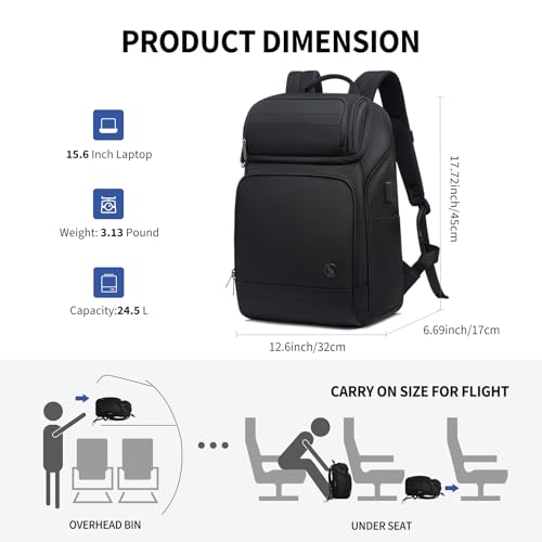 OIWAS Backpack with Laptop Compartment, 15.6 Inch Laptop Backpack for Men with Weight Reduction System, Travel Laptop Backpack with USB Charging Port, RFID Protection Pocket Tech Backpack - style: 23l