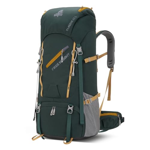 Bseash 65L Waterproof Hiking Camping Backpack with Rain Cover, Outdoor Sport Travel Daypack for Climbing Touring (Dark Green) - color: Dark Green