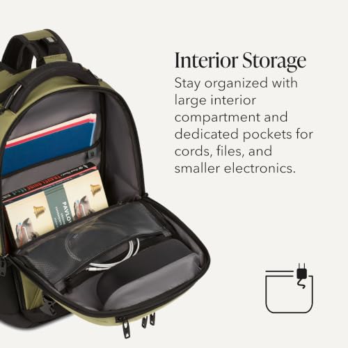 SwissGear Travel Tech Pro Laptop Backpack – Fits Laptops up to 16” – ScanSmart TSA-Friendly Backpack with Multiple Organizer Pockets – Olive - color: Olive, style: Travel Tech Pro