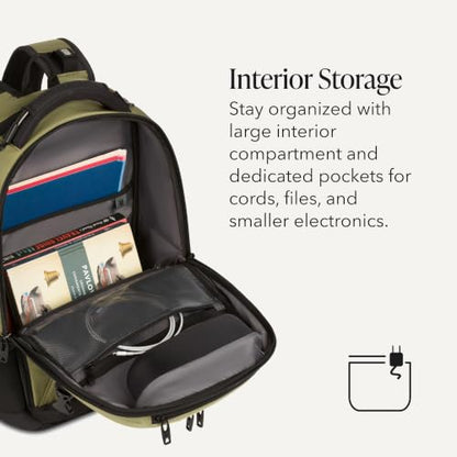 SwissGear Travel Tech Pro Laptop Backpack – Fits Laptops up to 16” – ScanSmart TSA-Friendly Backpack with Multiple Organizer Pockets – Olive - color: Olive, style: Travel Tech Pro