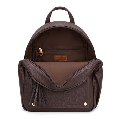 Montana West Mini Backpack Purse for Women Anti Theft Backpacks with Secured Zipper and Tassel - color: Mini Coffee