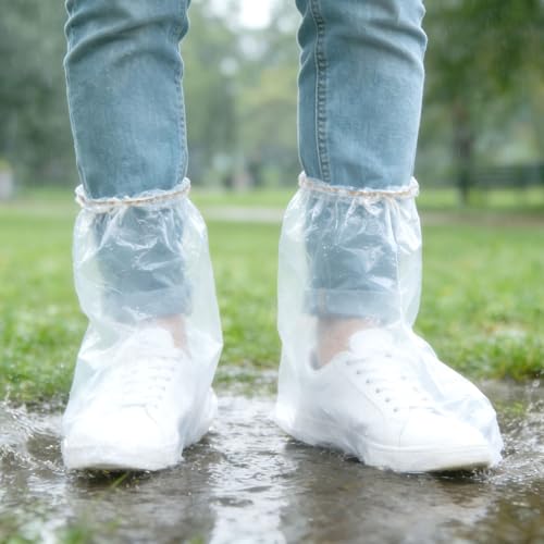 20Pcs(10 pairs) Thickened Waterproof Shoe Covers for Rain, Clear Rain Shoe Covers, One Size Fits Most | Thickened material & reinforced elastic band, non-slip waterproof shoe covers for theme parks, hiking & daily rainy use - color: Clear, size: 10P M Adu