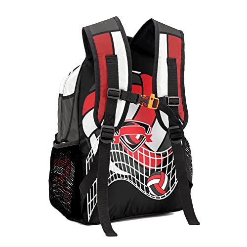 Volleyball Sport Red White Backpack Shoulder Shopping Bag Travel Casual Bags with Name Text - color: Backpack 15
