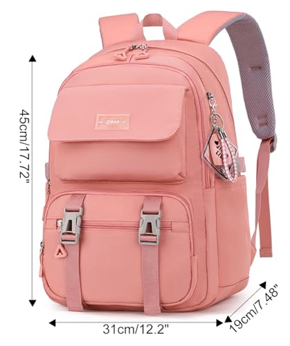 JiaYou Teen Girls Casual Backpack High Middle School Daypack Women Daily Travel Laptop Bag (2# Pink, 26 Liters) - color: 2# Pink