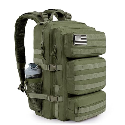 Military Tactical Backpack 25L Day Backpack for Men Molle Army 3 Days Assault Pack Bug Out Bag Water Resistant and Heavy Duty Hiking Treeking Rucksack - Dark Green - color: Dark Green, size: 25L