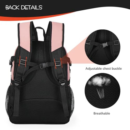 Goloni 40L Basketball Bag,Large Basketball Backpack with Ball Compartment & Shoe Compartment,Backpack for Soccer,Volleyball - color: Pink