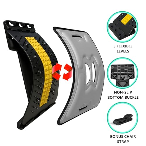 Back Stretcher with Lumbar Support for Back Pain Relief - Dual-Sided 3-Level Adjustable Spinal Decompression lumbar board (Yellow) - color: Yellow