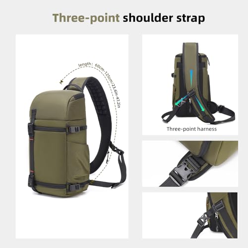 Camera Sling Bag, Crossbody Shoulder Bag for Canon, Nikon, Sony, Fuji DSLR/SLR/Mirrorless Cameras, Photographer Photography Bag (olive green) - color: olive green