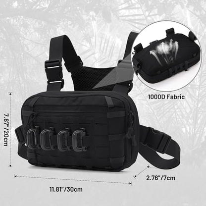 Tactical EDC Chest Bag Utility Molle Chest Rig Pouch with CCW Compartment Adjustable Strap Outdoor Chest Pack - color: Black