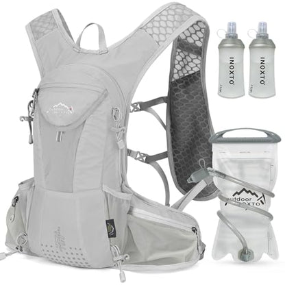 IX INOXTO Hydration Pack Backpack, Lightweight Water Backpack with 2L Hydration Bladder Daypack for Men Women,Running Hydration Vest for Trail Running Hiking Cycling Race Climbing - color: Grey white