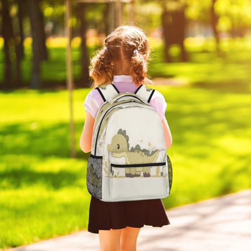 Cartoon Dinosaur Backpack with Chest Strap, Casual Backpack for Women Men, 16 Inch Daypack for Travel Work, Dinosaur - color: Metallic