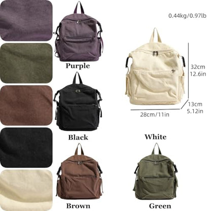 MaxxCloud Canvas Backpack-Adjustable Shoulder Straps,Unisex Mini Laptop Backpack for Work&Travel,Casual Daypack (Brown) - color: Brown