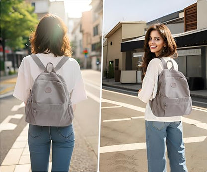 Pealwel Mini Backpack Purse for Women,Small Nylon backpacks for Ladies Backpacks Women Anti Theft Travel Bag (A-Khaki) - color: A-khaki
