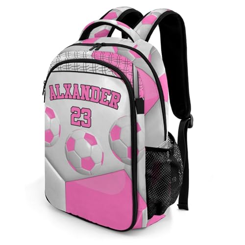 Sport Ball Athlete Player Soccer Fuchsia Primary Elementary School Bags Middle School Book Bags Dinosaur Bookbags for Preschool Child Grandson - color: Fuchsia