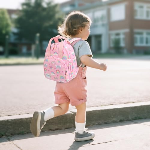 Bluboon Toddler Backpack for Girls Boys 2-4 Cute 12" Preschool Kindergarten Backpacks Kids Daycare Bags School Travel (Pink-Rainbow Bow, Age 2-4 (12" H not Fit A4 Folder)) - color: Pink-rainbow Bow, size: Age 2-4 (12" H not Fit A4 Folder)