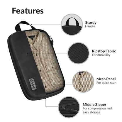 4pc Large Compression Packing Cubes for Travel - Luggage Organizers Suitcases - color: 4pc Black - Large Compression