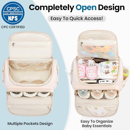 Tealari 4 in 1 Convertible Diaper Bag Backpack,Waterproof Baby Diaper Bag with Changing Pad,Converts into Baby Tote Bag,Diaper Backpack,Stroller Bag and Crossbody Diaper Bag - color: Beige