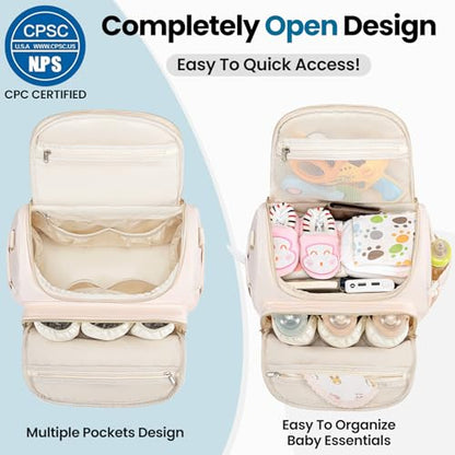 Tealari 4 in 1 Convertible Diaper Bag Backpack,Waterproof Baby Diaper Bag with Changing Pad,Converts into Baby Tote Bag,Diaper Backpack,Stroller Bag and Crossbody Diaper Bag - color: Beige