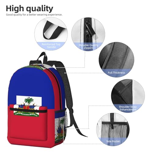 MZERSE Office Commuter Backpack Haitian Flag, Laptop Bag, Lightweight Water Resistant Daypack for Work and Travel - color: Pattern (1105)