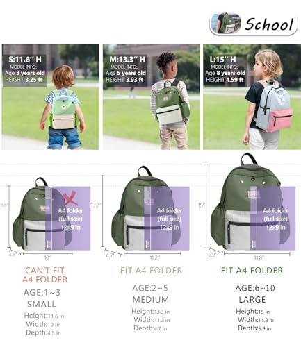Kids Backpack for Boys: Boys Backpack 6-10 - Kindergarten Elementary School Bookbag for Boy - color: Cactus, style: Ages 6-10 (15" H Fit A4 Folder)