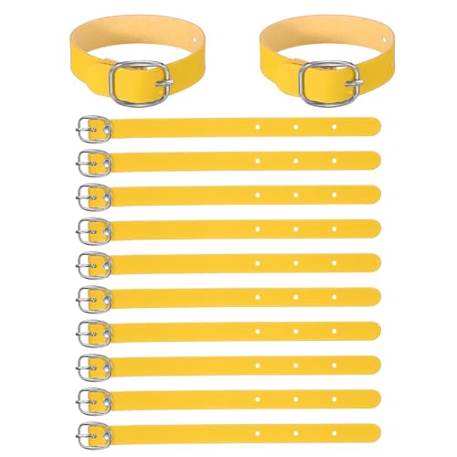 PATIKIL 15 Pcs Luggage Tag Strap, PU Leather Extender Buckle Straps Luggage Tags Strap Tag Holder Adjustable for Suitcase Hanging Accessories Travel, Yellow - color: Yellow