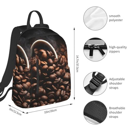 Travel Backpack for Women Men Coffee Beans Daypack 15 inch Lightweight Computer Bag Casual Back Pack - color: Coffee Beans